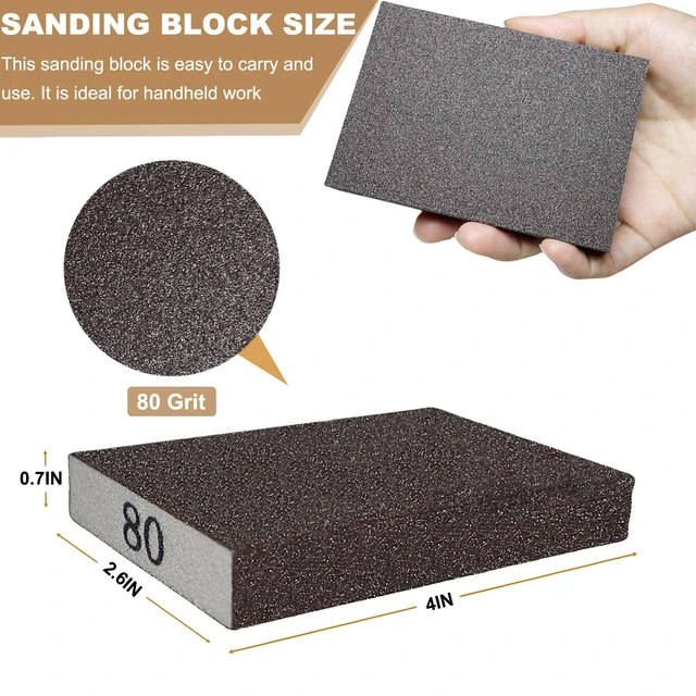 Alt view image 3 of 7 - Tonmp 6 Pack 80 Grit Medium Sanding Sponge, Washable and Reusable Great for Pot Pan Brush Sponge Brush Glasses Sanding Wood Sanding Metal Sanding (80 Grit-6 Pack)