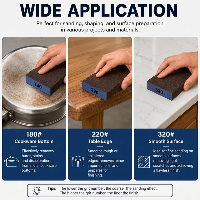 Alt view image 6 of 7 - Sanding Sponge, Coarse Medium Fine Grit Sanding Block, Sander Sponges for Drywall Metal, Sandpaper Sponge Sanding Blocks for Wood (4, 60/80/120/180)