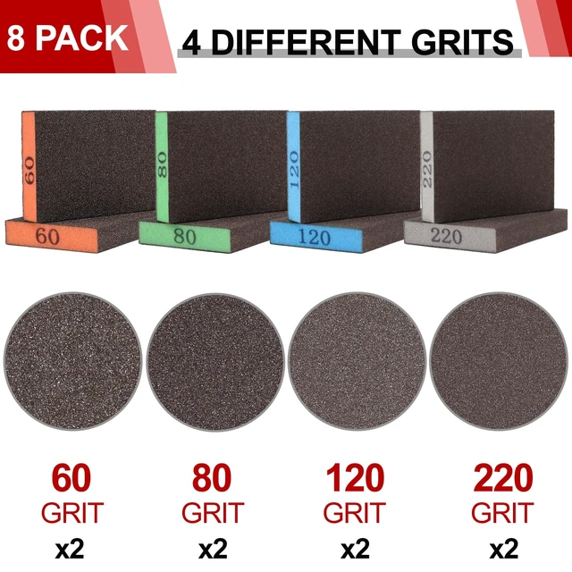 Alt view image 2 of 7 - YNZDRWA 8 Pack Sanding Sponge, 60/80/120/220 Grit Sanding Blocks Assortment