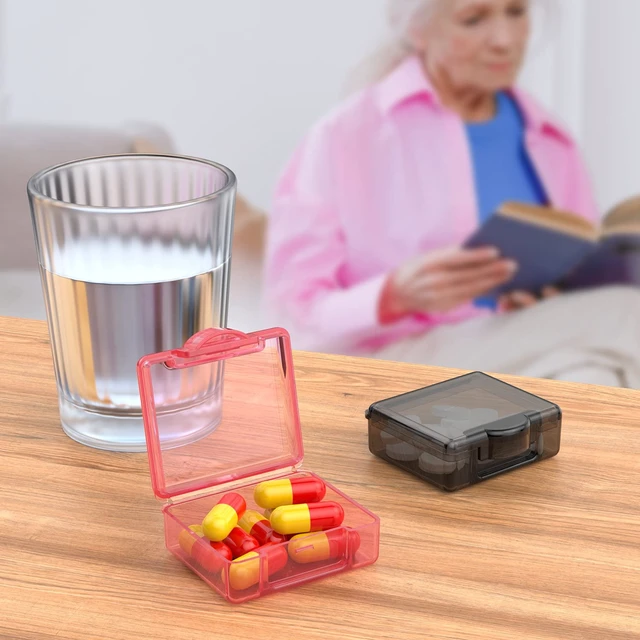Alt view image 6 of 6 - TecQach Small Pill Box 4 pcs,Cute Travel Pill Organizer Case Mini Tiny Clear Plastic Storage Containers Portable for Pocket Purse