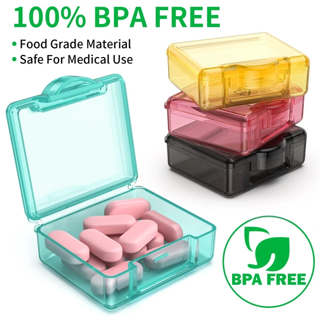 Alt view image 2 of 6 - TecQach Small Pill Box 4 pcs,Cute Travel Pill Organizer Case Mini Tiny Clear Plastic Storage Containers Portable for Pocket Purse