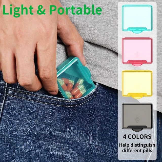 Alt view image 5 of 6 - TecQach Small Pill Box 4 pcs,Cute Travel Pill Organizer Case Mini Tiny Clear Plastic Storage Containers Portable for Pocket Purse