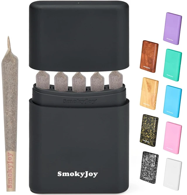 Main image of Smell Proof Cigarette Case, 5-Slot Cone Holder, Pre Roll Container