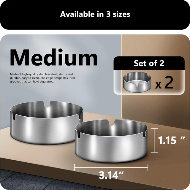 Alt view image 2 of 6 - roygra 2PCS Ash Tray, Outdoor Ashtray for Outside Patio with 3 Holders