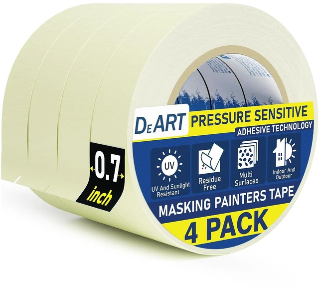 Main image of DEART Colored Masking Tape Painters Tape 12, 8 or 6 Pack - 1 or 0.6 Inches for DIY Crafts Arts Supplies, Whiteboard Tape Dry Erase Board Tape for Kids No Residue (4, 0.7 Inch Beige)