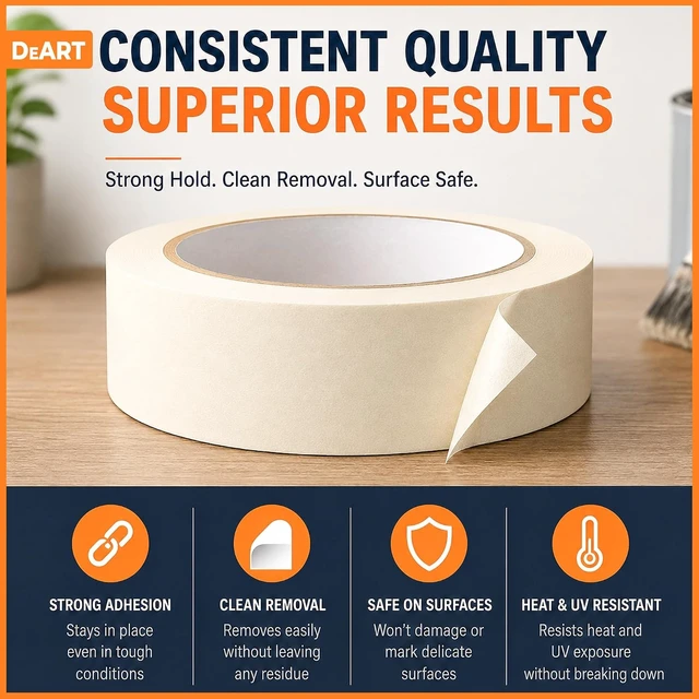 Alt view image 3 of 6 - DEART Colored Masking Tape Painters Tape 12, 8 or 6 Pack - 1 or 0.6 Inches for DIY Crafts Arts Supplies, Whiteboard Tape Dry Erase Board Tape for Kids No Residue (4, 0.7 Inch Beige)