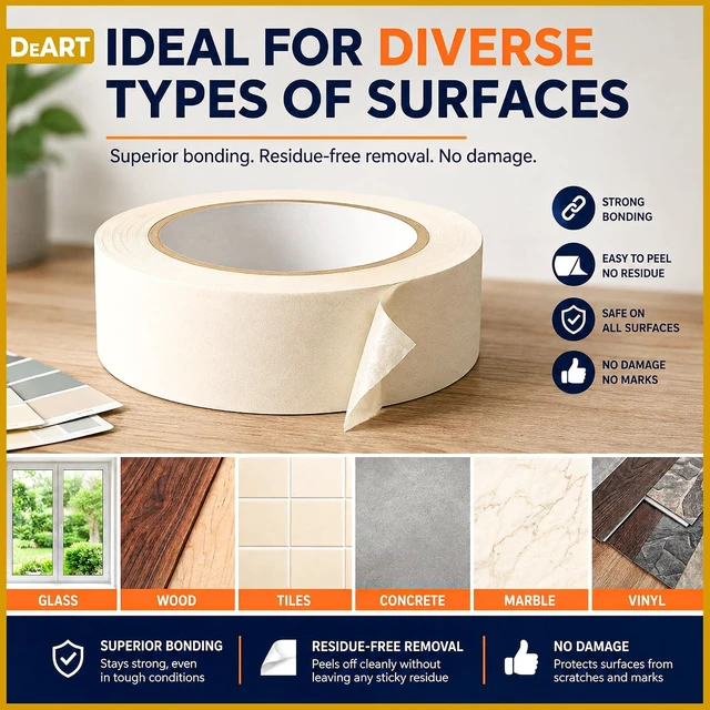 Alt view image 6 of 6 - DEART Colored Masking Tape Painters Tape 12, 8 or 6 Pack - 1 or 0.6 Inches for DIY Crafts Arts Supplies, Whiteboard Tape Dry Erase Board Tape for Kids No Residue (4, 0.7 Inch Beige)