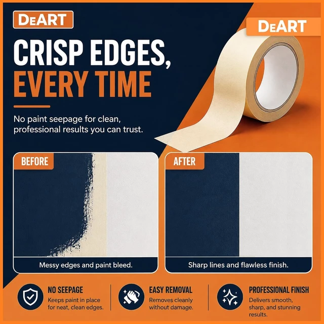 Alt view image 2 of 6 - DEART Colored Masking Tape Painters Tape 12, 8 or 6 Pack - 1 or 0.6 Inches for DIY Crafts Arts Supplies, Whiteboard Tape Dry Erase Board Tape for Kids No Residue (4, 0.7 Inch Beige)