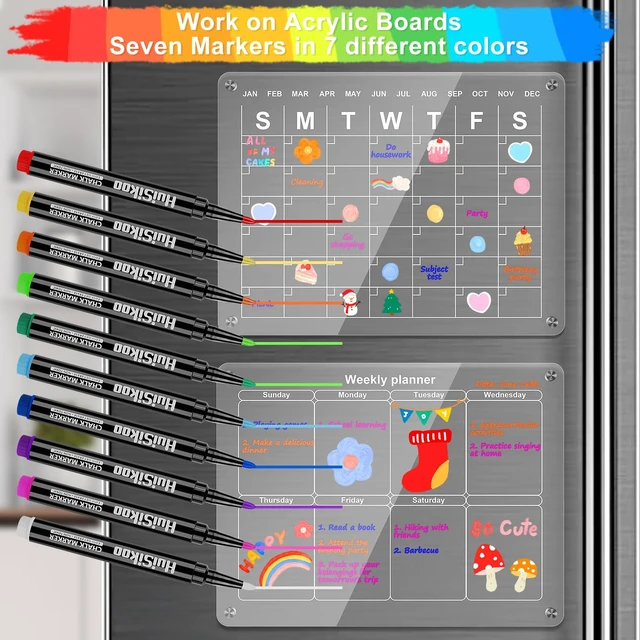 Alt view image 4 of 6 - Liquid Chalk Markers for Acrylic Calendar Planning Board - Fine Tip Wet Erase Markers for Dry Erase Board, Whiteboard, Glass, Mirror - 1mm Fine Point, Easy to Erase, Quick Drying (10 Color)