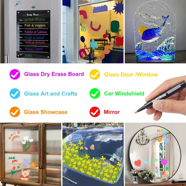 Alt view image 3 of 6 - Liquid Chalk Markers for Acrylic Calendar Planning Board - Fine Tip Wet Erase Markers for Dry Erase Board, Whiteboard, Glass, Mirror - 1mm Fine Point, Easy to Erase, Quick Drying (10 Color)