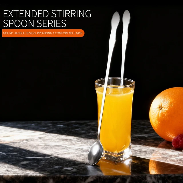 Alt view image 4 of 6 - 2 PCS Long Coffee Spoons,7.8 Inch Coffee Stirrers,Ice Tea Spoons,Stainless Steel Iced Tea Spoon for Coffee Bar Accessories Tea Mixing Cocktail Stirring Coffee Milkshake Cold Drink (7.8 inch)