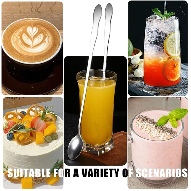 Alt view image 6 of 6 - 2 PCS Long Coffee Spoons,7.8 Inch Coffee Stirrers,Ice Tea Spoons,Stainless Steel Iced Tea Spoon for Coffee Bar Accessories Tea Mixing Cocktail Stirring Coffee Milkshake Cold Drink (7.8 inch)