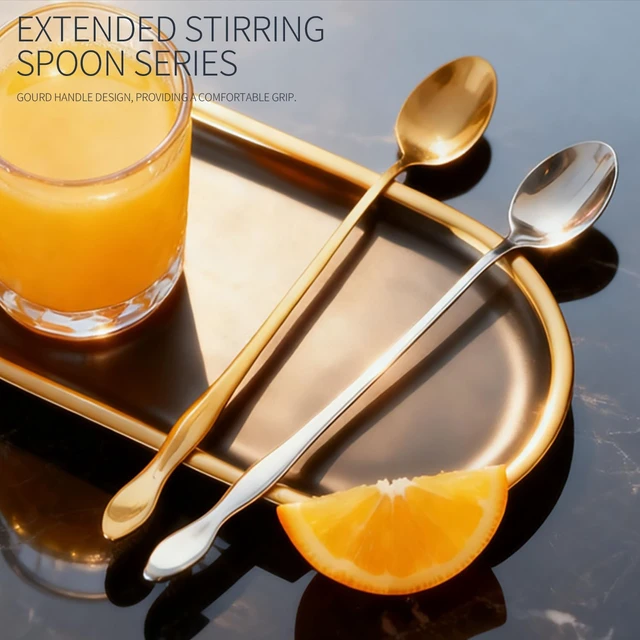 Alt view image 2 of 6 - 2 PCS Long Coffee Spoons,7.8 Inch Coffee Stirrers,Ice Tea Spoons,Stainless Steel Iced Tea Spoon for Coffee Bar Accessories Tea Mixing Cocktail Stirring Coffee Milkshake Cold Drink (7.8 inch)