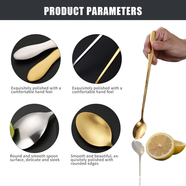 Alt view image 5 of 6 - 2 PCS Long Coffee Spoons,7.8 Inch Coffee Stirrers,Ice Tea Spoons,Stainless Steel Iced Tea Spoon for Coffee Bar Accessories Tea Mixing Cocktail Stirring Coffee Milkshake Cold Drink (7.8 inch)