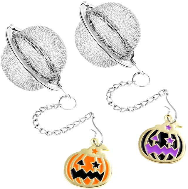 Main image of Halloween 2PC Tea Infuser, 2.1 inch Tea Ball with Pumpkin Ornaments