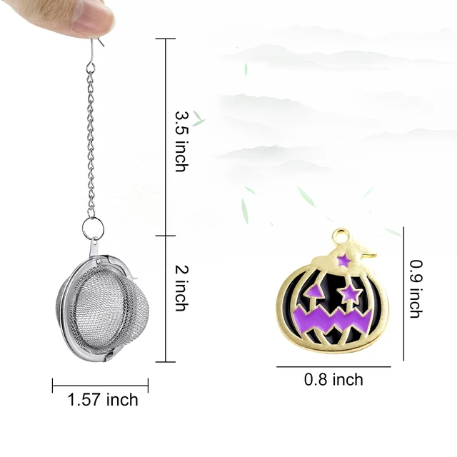 Alt view image 7 of 7 - Halloween 2PC Tea Infuser, 2.1 inch Tea Ball with Pumpkin Ornaments