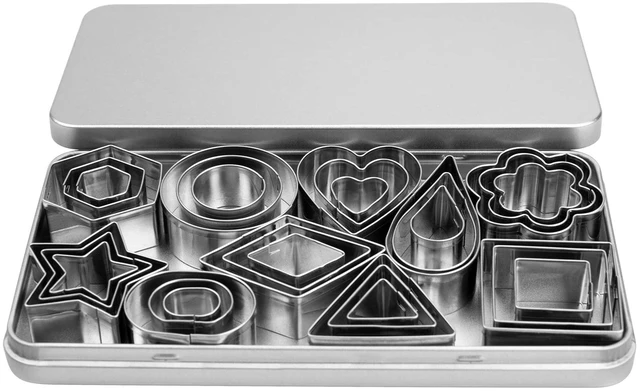 Alt view image 2 of 5 - 30Pcs Mini Cookie Cutters Set- Heart Star Flower Round Square Hexagon Oval Diamond - Small Stainless Steel Cookie Cutters - Polymer Clay Cutters Mini Fruit Cutter Small Biscuit Cutters