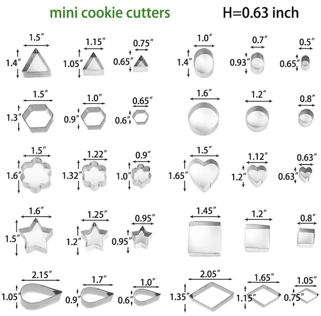 Alt view image 3 of 5 - 30Pcs Mini Cookie Cutters Set- Heart Star Flower Round Square Hexagon Oval Diamond - Small Stainless Steel Cookie Cutters - Polymer Clay Cutters Mini Fruit Cutter Small Biscuit Cutters