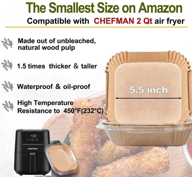 Alt view image 2 of 6 - 2 QT Air Fryer Liners for CHEFMAN 2 Qt Mini Air Fryer | Air Fryer Liners Disposable Small 2 qt 2.6qt, Small AirFryer Liners, DASH Air Fryer Liners