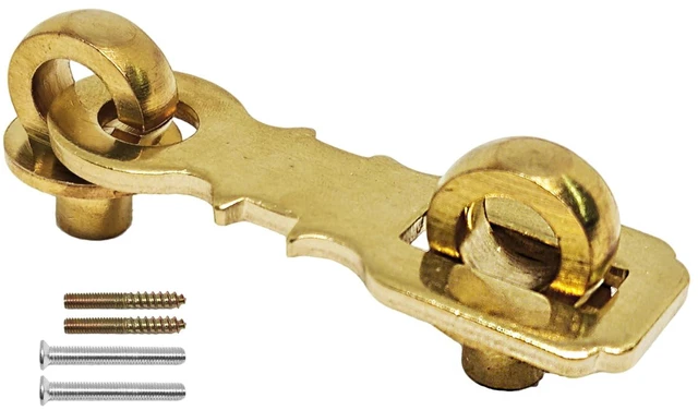 Main image of 2.55 Antique Solid Brass Padlock Hasp Door Clasp, Vintage Heavy Duty Gate Latch Lock, Polished Brass Hasp Set for Sheds and Outdoor Use
