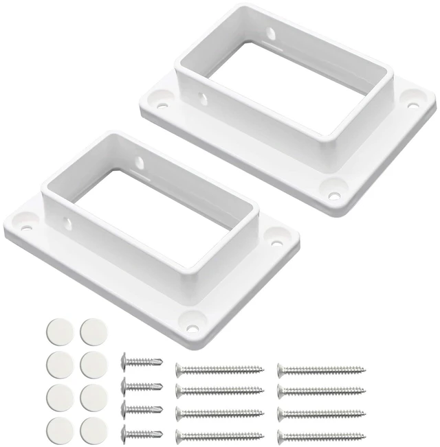 Main image of 2 x 3.5 White Vinyl Fence Brackets, Slotted Handrail Bracket Kit with Screws for Decking Railing, Mount to Wall or Other Vertical Flat Surface, Pack of 2