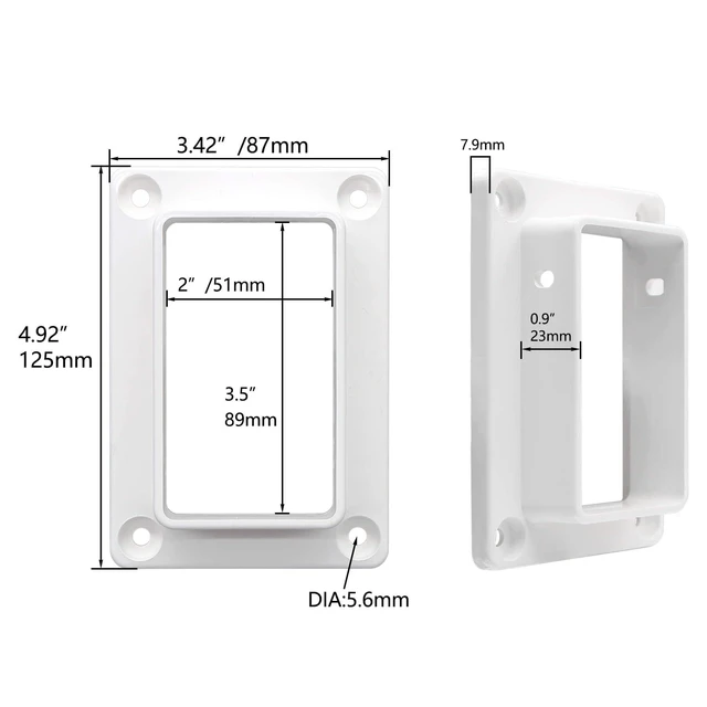 Alt view image 5 of 7 - 2 x 3.5 White Vinyl Fence Brackets, Slotted Handrail Bracket Kit with Screws for Decking Railing, Mount to Wall or Other Vertical Flat Surface, Pack of 2