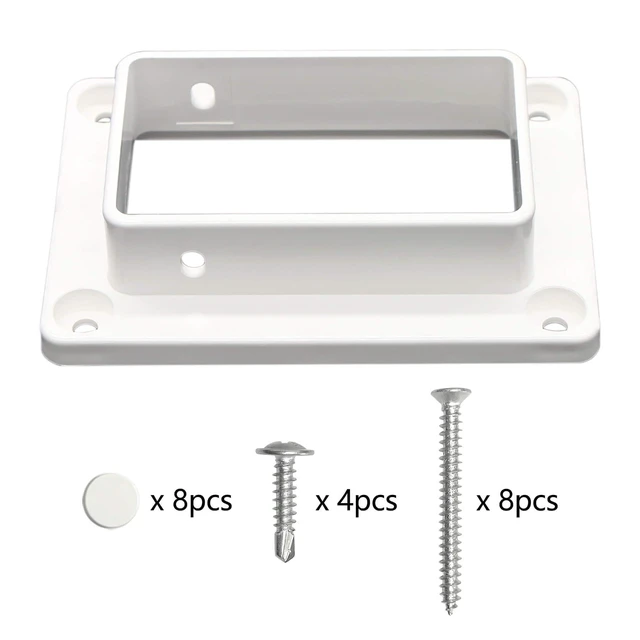 Alt view image 4 of 7 - 2 x 3.5 White Vinyl Fence Brackets, Slotted Handrail Bracket Kit with Screws for Decking Railing, Mount to Wall or Other Vertical Flat Surface, Pack of 2