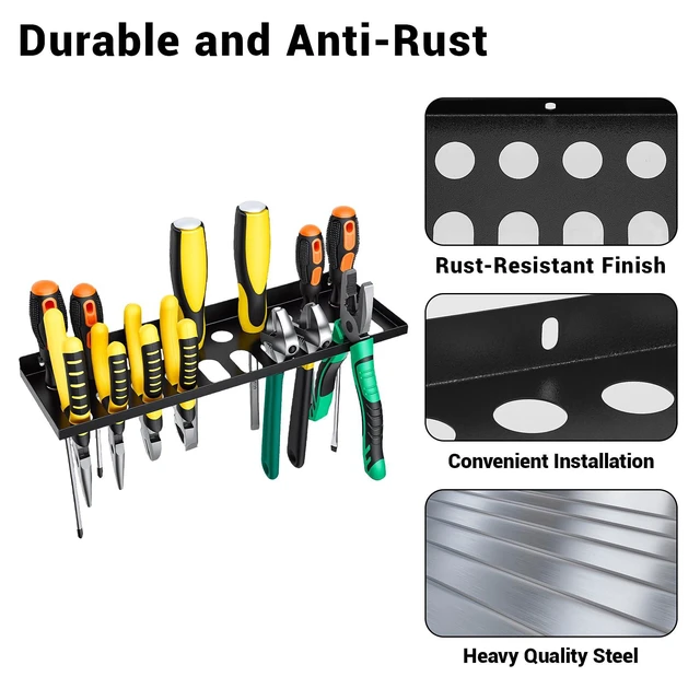 Alt view image 4 of 7 - Screwdriver Organizer, Pliers Holder, Wall Mount Tool Storage Rack Organizer for Workshop, Shed, Garage, Home, Stores up to 10 Pliers or Small Tools(1 pack)