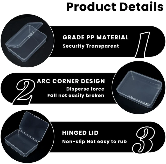 Alt view image 3 of 7 - 8 Pcs Small Plastic Case, 4x3x1 Inch Mini Plastic Storage Containers Box with Lid, Clear Rectangle Box Organizer for Collecting Small Items, Beads, Jewelry, Cards, Crafts