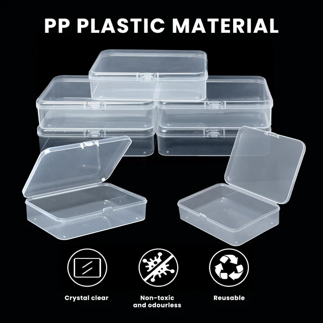 Alt view image 4 of 7 - 8 Pcs Small Plastic Case, 4x3x1 Inch Mini Plastic Storage Containers Box with Lid, Clear Rectangle Box Organizer for Collecting Small Items, Beads, Jewelry, Cards, Crafts