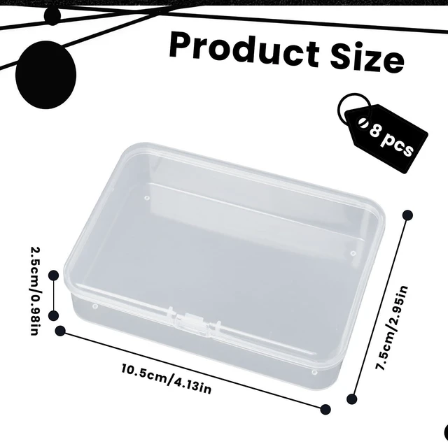 Alt view image 2 of 7 - 8 Pcs Small Plastic Case, 4x3x1 Inch Mini Plastic Storage Containers Box with Lid, Clear Rectangle Box Organizer for Collecting Small Items, Beads, Jewelry, Cards, Crafts
