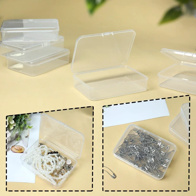 Alt view image 5 of 7 - 8 Pcs Small Plastic Case, 4x3x1 Inch Mini Plastic Storage Containers Box with Lid, Clear Rectangle Box Organizer for Collecting Small Items, Beads, Jewelry, Cards, Crafts