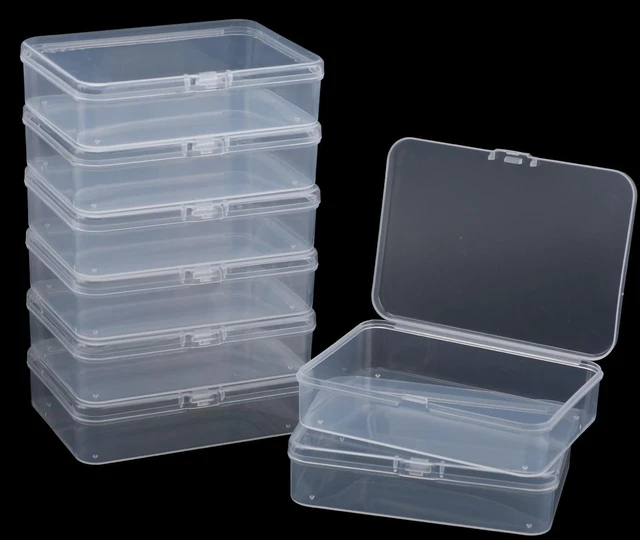 Alt view image 7 of 7 - 8 Pcs Small Plastic Case, 4x3x1 Inch Mini Plastic Storage Containers Box with Lid, Clear Rectangle Box Organizer for Collecting Small Items, Beads, Jewelry, Cards, Crafts