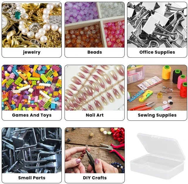 Alt view image 6 of 7 - 8 Pcs Small Plastic Case, 4x3x1 Inch Mini Plastic Storage Containers Box with Lid, Clear Rectangle Box Organizer for Collecting Small Items, Beads, Jewelry, Cards, Crafts