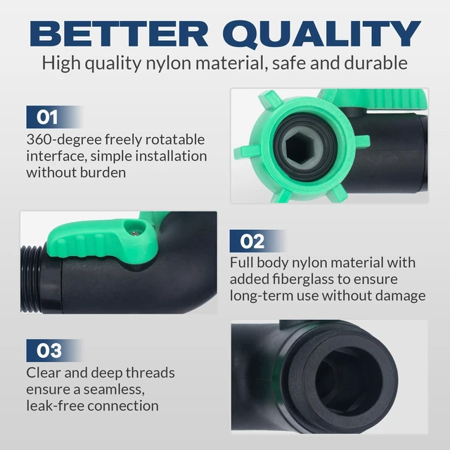 Alt view image 5 of 7 - 2 Pack 90 Degree Hose Elbow with Shut Off Valve, 3/4-Inch GHT 90 Degree Water Hose Elbow for RV, Heavy Duty Plastic Garden Hose Connector with 1 Teflon Tape and 4 Extra Rubber Washers