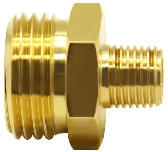 Alt view image 3 of 5 - 2PCS Garden Hose Adapter 1/4" NPT Male to 3/4" GHT Male Thread | Solid Brass, 1/4 Not Diameter, NPT to GHT Hose Connector
