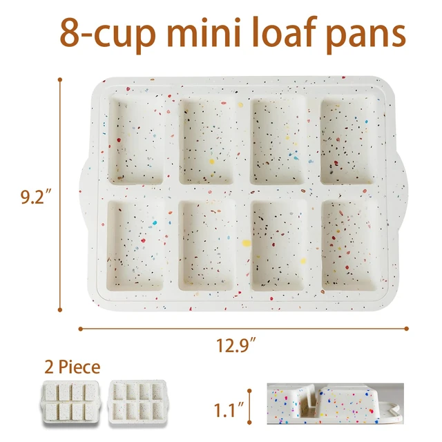 Alt view image 3 of 4 - Silicone Mini Loaf Pans, Nonstick silicone baking molds for baking small cakes, loaf, bread, 8 Cavity small Meatloaf Pans 2 packs