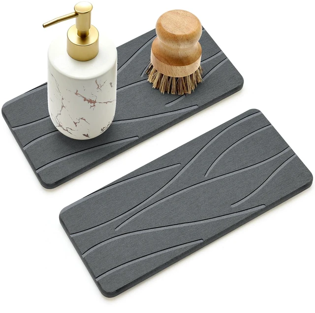 Main image of Water Absorbing Diatomite Stone Drying Tray for Sink Kitchen Soap Dish | Fast Quick Dry Stone Mat for Kitchen Counter Decor Bathroom Sink Organizer Sponge Holder Diatomaceous Earth Soap Tray