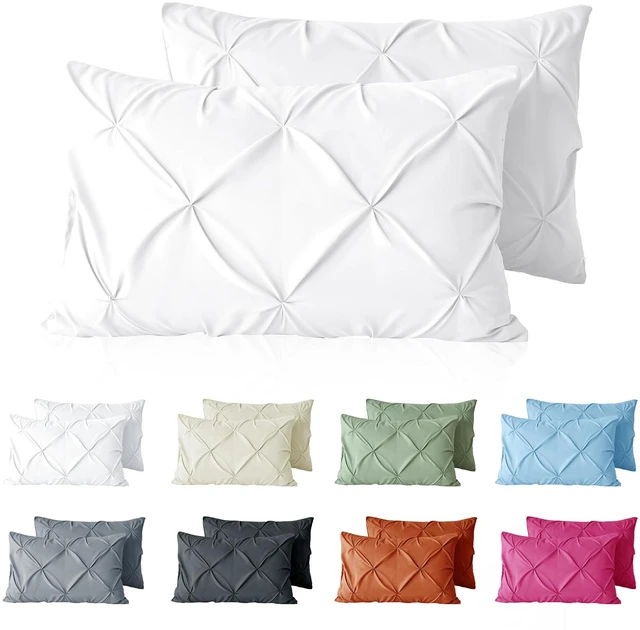 Main image of 2pc White Pintuck Pillow Shams Standard, Envelope Closure | 1800 Thread Count Microfiber Pillow Cases, Wrinkle And Stain Resistant, Fade Resistant, Breathable And Soft, Machine Washable