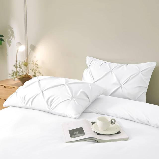 Alt view image 6 of 7 - 2pc White Pintuck Pillow Shams Standard, Envelope Closure | 1800 Thread Count Microfiber Pillow Cases, Wrinkle And Stain Resistant, Fade Resistant, Breathable And Soft, Machine Washable