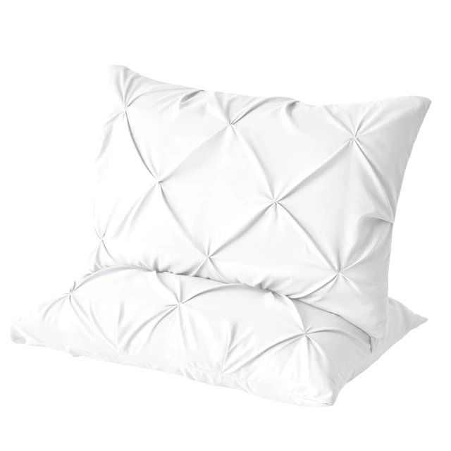 Alt view image 7 of 7 - 2pc White Pintuck Pillow Shams Standard, Envelope Closure | 1800 Thread Count Microfiber Pillow Cases, Wrinkle And Stain Resistant, Fade Resistant, Breathable And Soft, Machine Washable