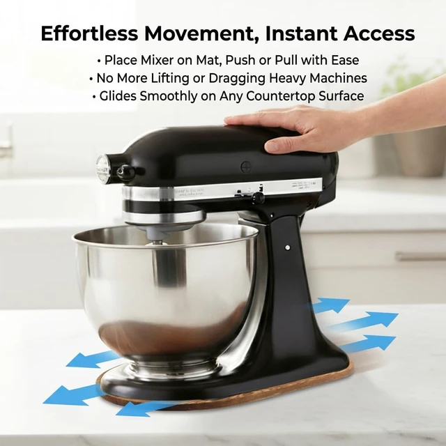 Alt view image 6 of 7 - Pine Wood Mixer Slider Tray for 4.55 Qt Stand Mixer, Countertop Appliance Sliding Board for Easy Movement and Kitchen Counter Protection