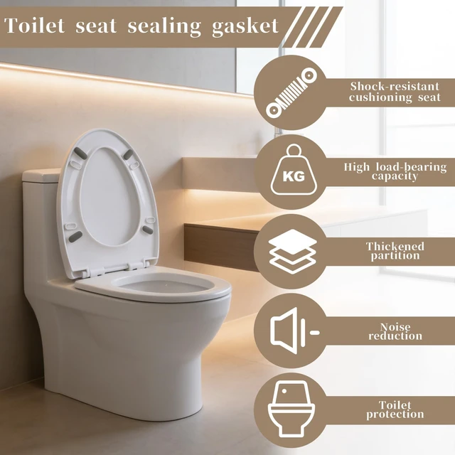 Alt view image 6 of 7 - 12 Pcs Bidet Height-increasing Pads Toilet Seat Riser for Bidet Universal Self Adhesive Toilet Seats Buffer with 2 Heights Adjustment 2 Styles Toilets Seats Risers Spacers