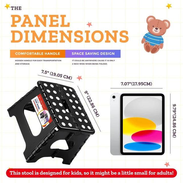 Alt view image 5 of 6 - Collapsible Step Stool 7.5 Inch, Small Folding Stool, 176 lbs, Black | Lightweight Foldable Step Stool for Kids and Adults with Handle, for Kitchen, Bathroom, Car, and Compact Home Storage