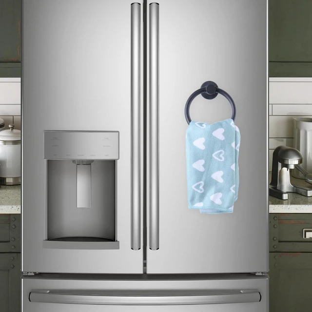 Alt view image 2 of 7 - Magnetic Towel Holder for Refrigerator Kitchen Towel Ring Hook | Magnetic Towel Ring Holds Hand Towels Securely On Compatible Metal Surfaces With Adjustable Design For Kitchen Appliances.