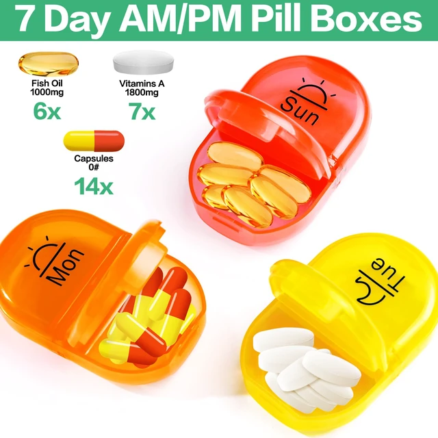 Alt view image 4 of 6 - Weekly Travel Pill Organizer 2 Times a Day AM PM Rainbow Pill Box | Medicine Organizer with Portable Zipper PU Leather Pill Case,Pill Organizer 7 Day for Vitamins, Supplements