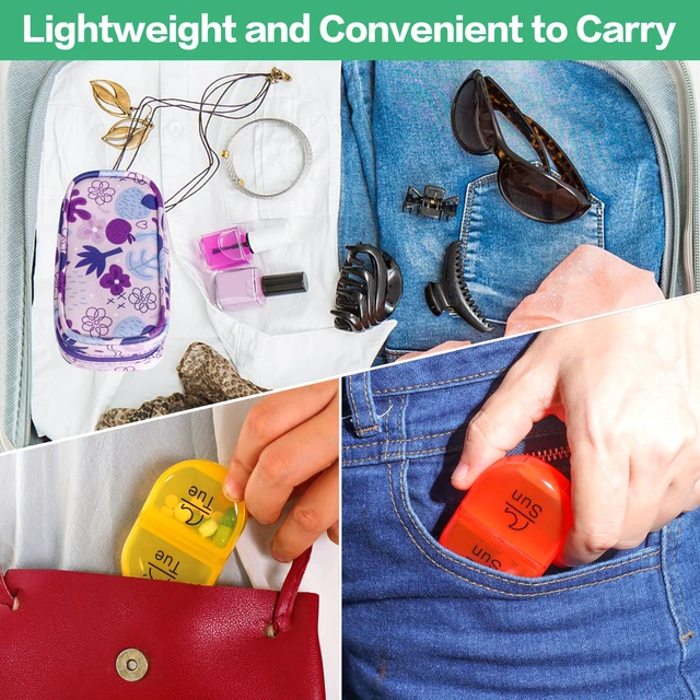 Alt view image 6 of 6 - Weekly Travel Pill Organizer 2 Times a Day AM PM Rainbow Pill Box | Medicine Organizer with Portable Zipper PU Leather Pill Case,Pill Organizer 7 Day for Vitamins, Supplements
