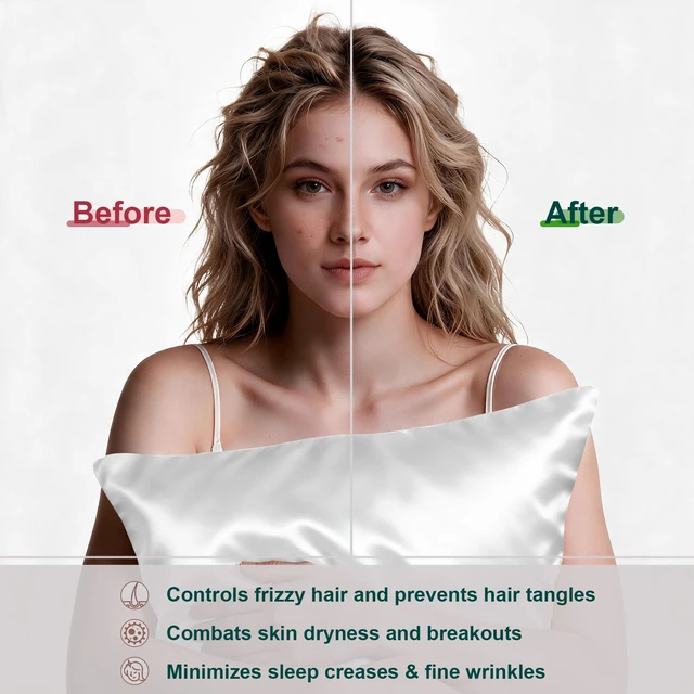 Alt view image 3 of 6 - White Silk Pillow Cases Standard Size with Hidden Zipper | 19 Momme Mulberry Silk Pillowcase for Skin and Hair, Anti-Acne, Hypoallergenic, Cooling, Beauty Sleep, Gifts for Women