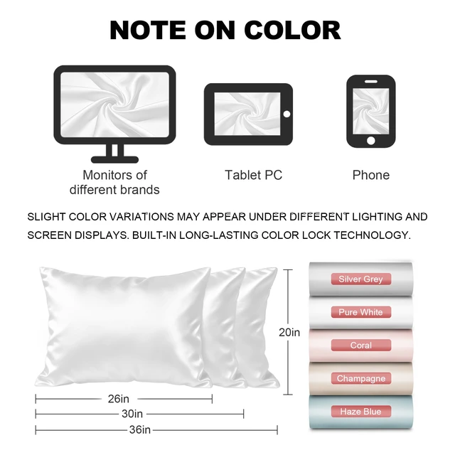 Alt view image 6 of 6 - White Silk Pillow Cases Standard Size with Hidden Zipper | 19 Momme Mulberry Silk Pillowcase for Skin and Hair, Anti-Acne, Hypoallergenic, Cooling, Beauty Sleep, Gifts for Women