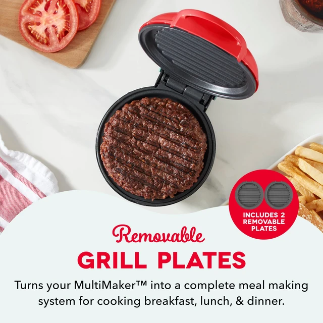 Alt view image 3 of 6 - Mini System Removable Plate Set - Nonstick Replacement Plates for Fun-Shaped Waffle Breakfast - Waffle Maker Not Included - Two-Pack - Grill Plates, 4-Inch